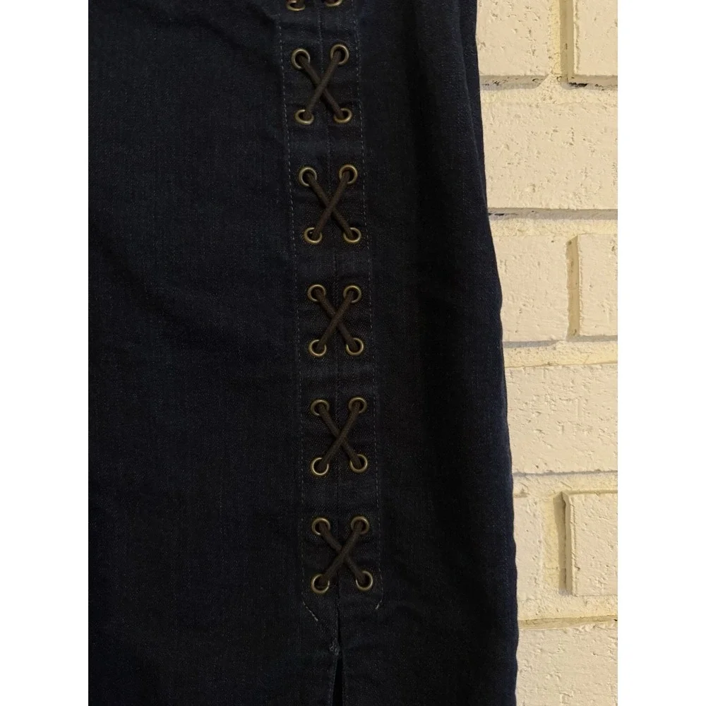 Lauren Ralph Lauren Lace up Dark Denim Skirt Western Countrycore Cowgirl size 4